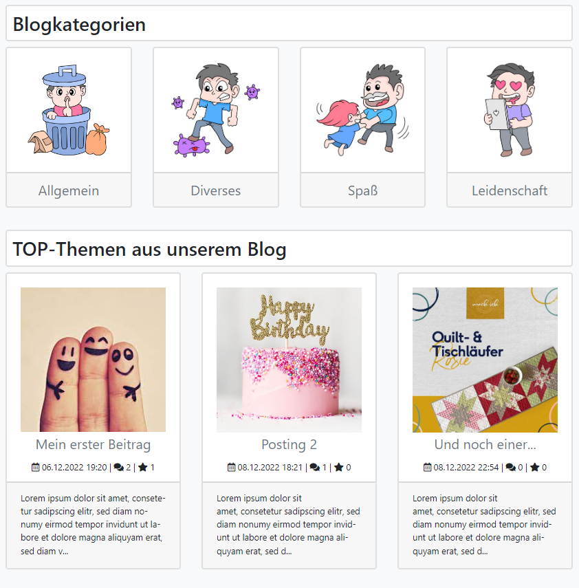 Blogintegration auf der Shop-Startseite